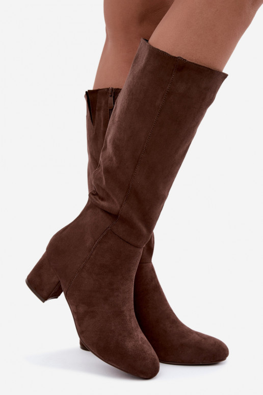 Bottes longues pour femmes doublées avec talons S.Barski HY62-8131 marron