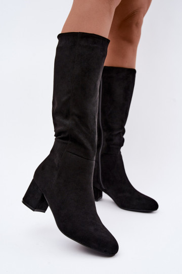 Bottes longues pour femmes doublées avec talons S.Barski HY62-8131 noir