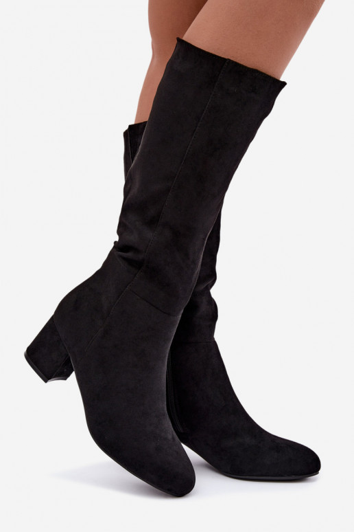 Bottes longues pour femmes doublées avec talons S.Barski HY62-8131 noir