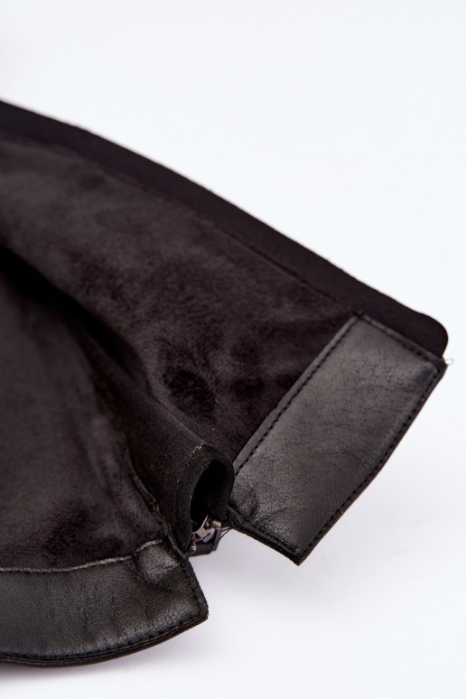Bottes longues en cuir pour femmes doublées avec talons D&A JC62-1069 noir