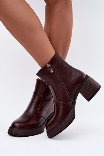 Bottines en cuir doublées avec talons D&A CR62-3369 bordeaux