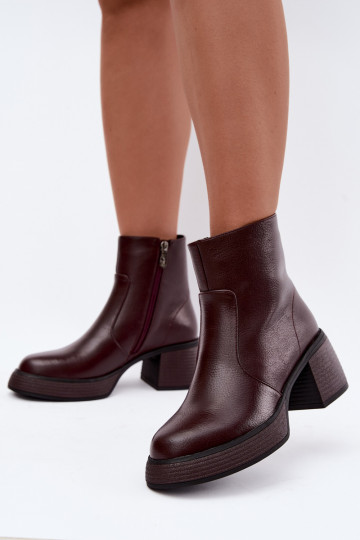 Bottines en cuir doublées avec talons D&A CR62-3369 bordeaux 2
