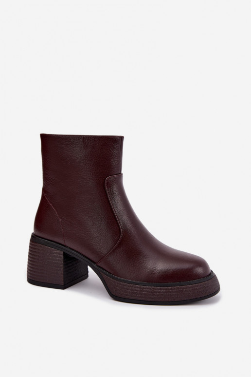 Bottines en cuir doublées avec talons D&A CR62-3369 bordeaux