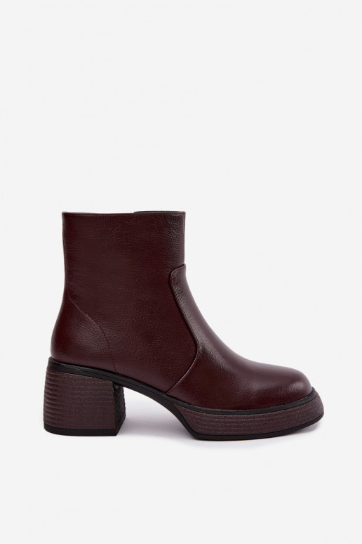 Bottines en cuir doublées avec talons D&A CR62-3369 bordeaux