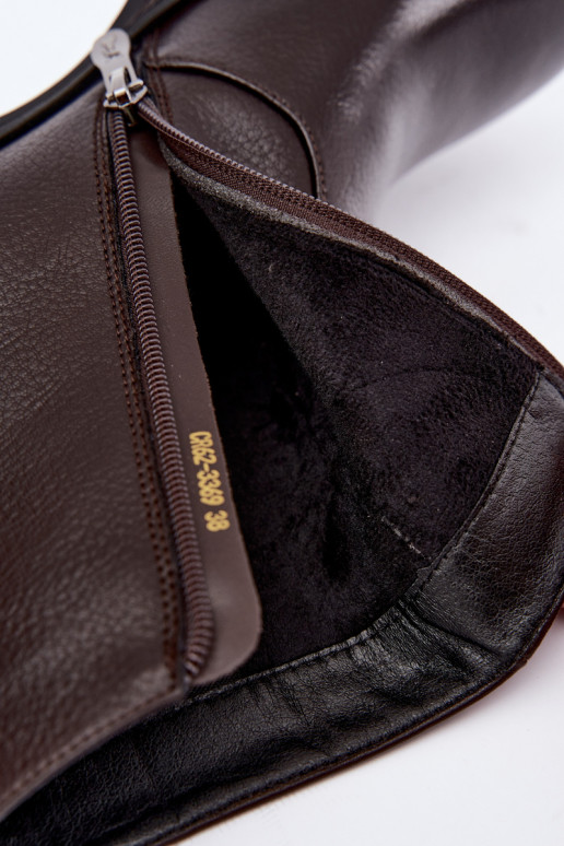 Bottines en cuir doublées avec talons D&A CR62-3369 chocolat