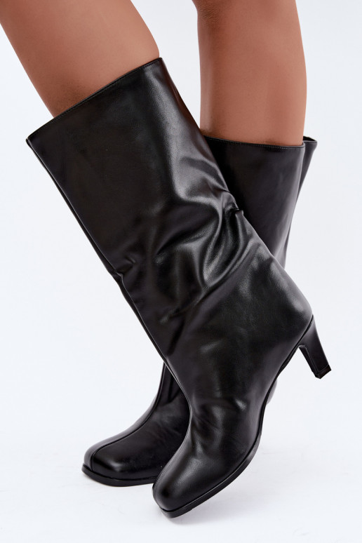 Bottes longues à enfiler avec talons noires Caldira