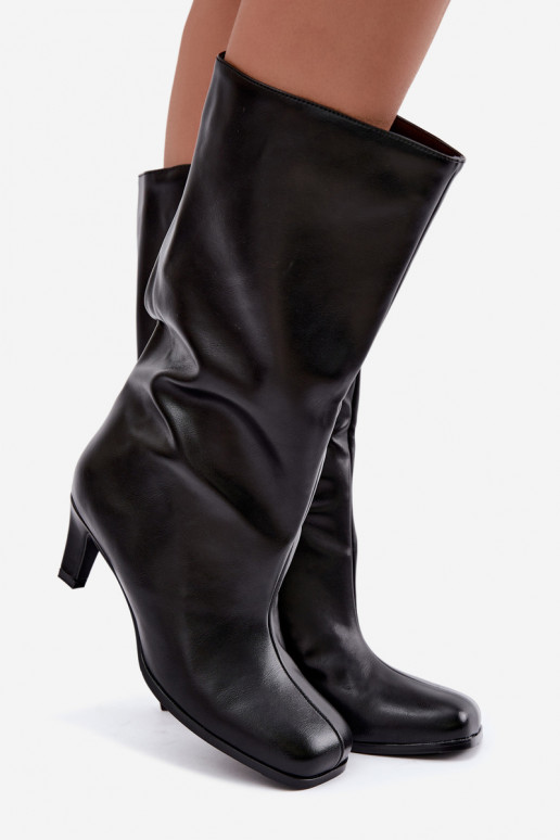 Bottes longues à enfiler avec talons noires Caldira