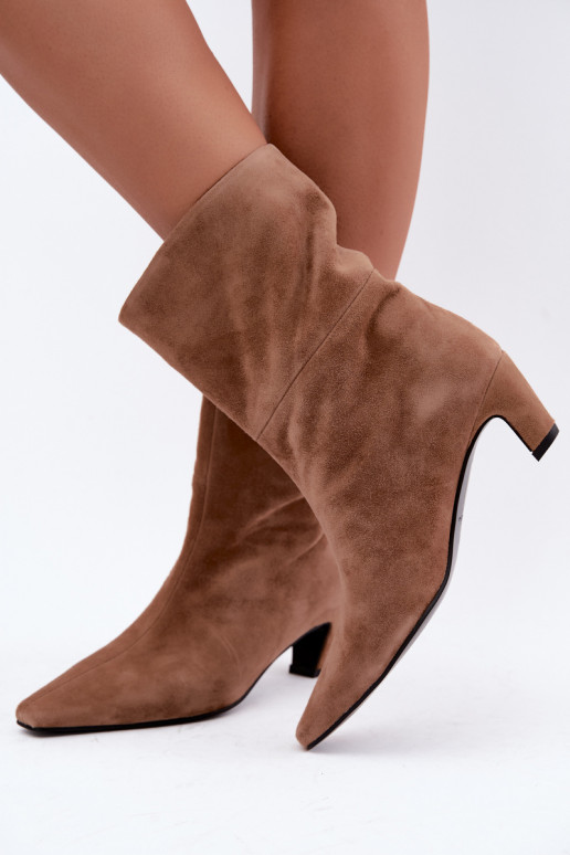 Chaussures chaudes à enfiler en suède synthétique avec talons en sable Tai turiciejka K7791-04