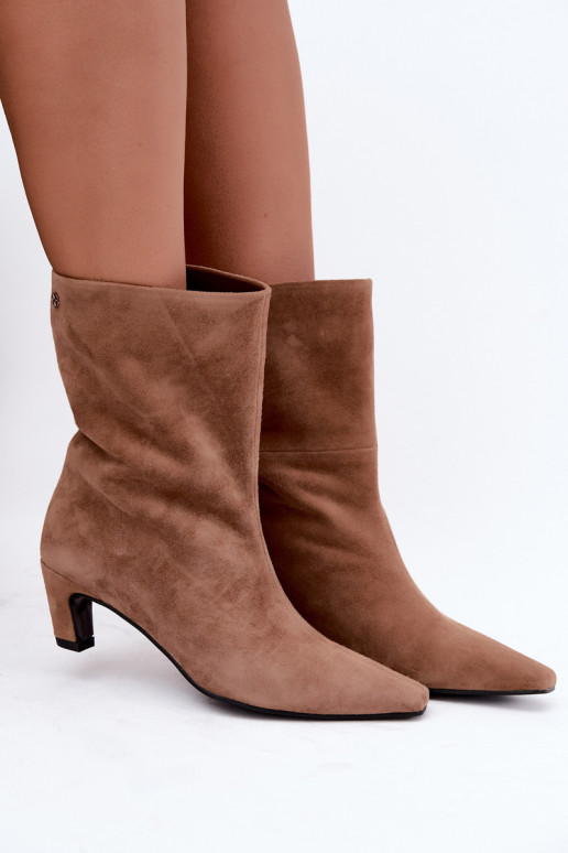 Chaussures chaudes à enfiler en suède synthétique avec talons en sable Tai turiciejka K7791-04