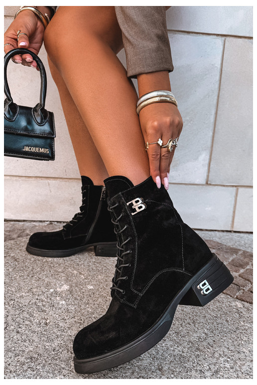 Chaussures chaudes pour femmes en suède synthétique en noir Vinceza 67044