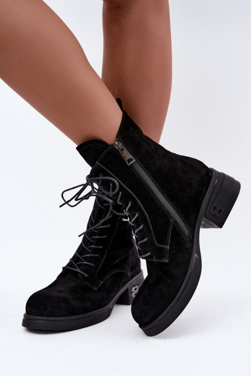 Chaussures chaudes pour femmes en suède synthétique en noir Vinceza 67044