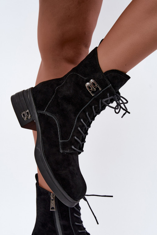 Chaussures chaudes pour femmes en suède synthétique en noir Vinceza 67044