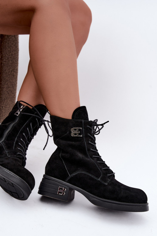 Chaussures chaudes pour femmes en suède synthétique en noir Vinceza 67044