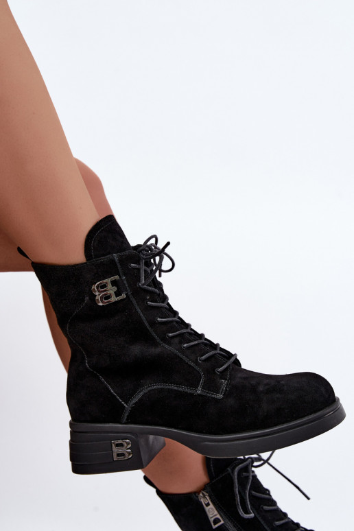 Chaussures chaudes pour femmes en suède synthétique en noir Vinceza 67044