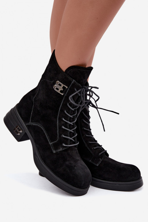 Chaussures chaudes pour femmes en suède synthétique en noir Vinceza 67044