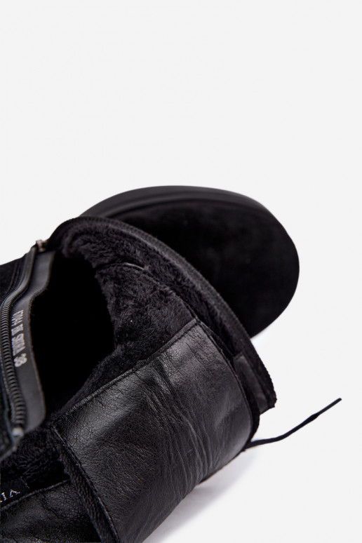 Chaussures chaudes pour femmes en suède synthétique en noir Vinceza 67044