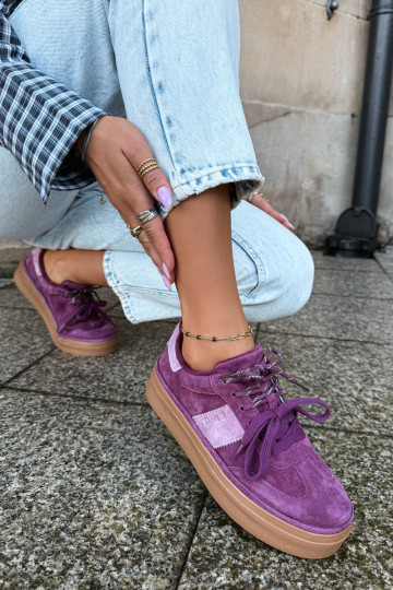 Baskets violettes pour femmes en daim synthétique avec isolation Big Star UU274772