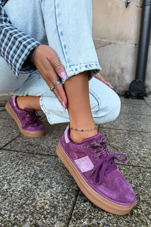 Baskets violettes pour femmes en daim synthétique avec isolation Big Star UU274772