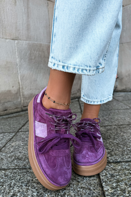 Baskets violettes pour femmes en daim synthétique avec isolation Big Star UU274772