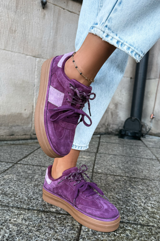 Baskets violettes pour femmes en daim synthétique avec isolation Big Star UU274772