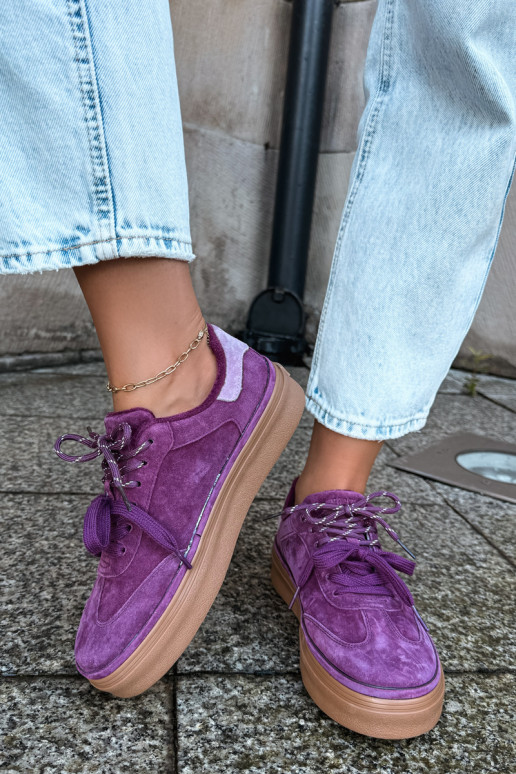 Baskets violettes pour femmes en daim synthétique avec isolation Big Star UU274772