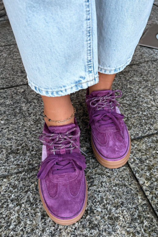 Baskets violettes pour femmes en daim synthétique avec isolation Big Star UU274772