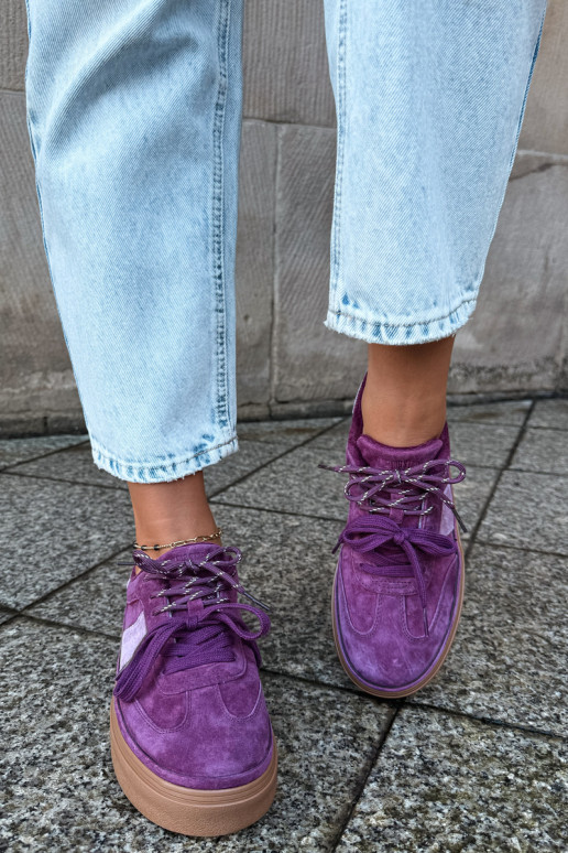 Baskets violettes pour femmes en daim synthétique avec isolation Big Star UU274772
