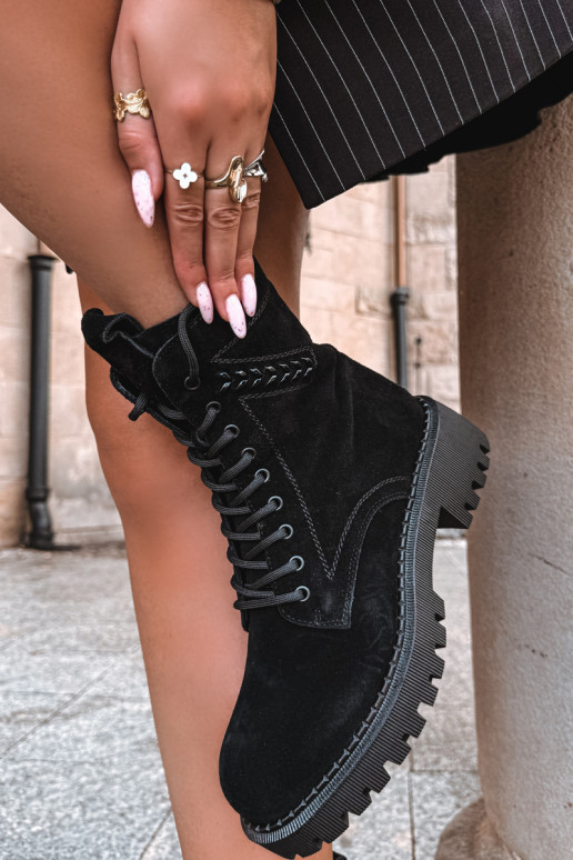 bottines de travail pour femmes en daim synthétique isolées D&A JC62-1035 en noir