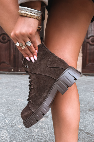 chaussures en daim pour femmes avec plateforme D&A JC62-1045 couleur chocolat 2
