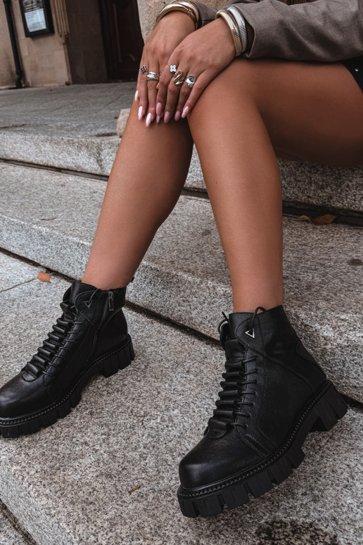 bottines pour femmes avec plateforme D&A JC62-1044 en noir