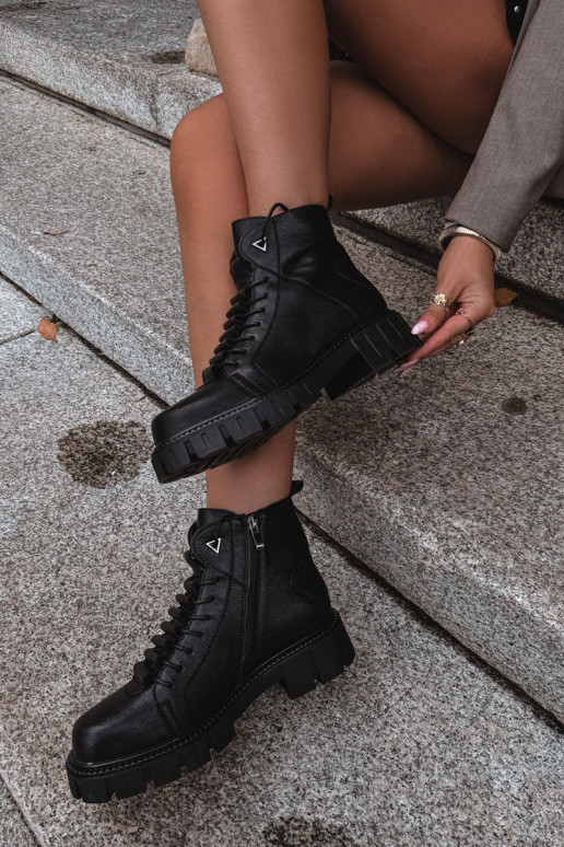 bottines pour femmes avec plateforme D&A JC62-1044 en noir