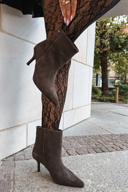 Bottes en daim avec talons fins et isolation, à enfiler Big Star UU274492 marron