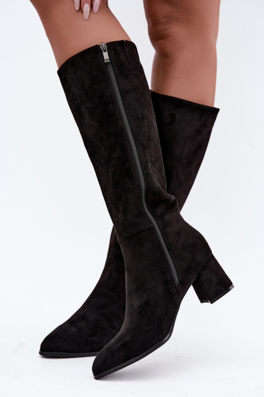 Bottes isolées pour femmes hautes avec talons en noir Raleya