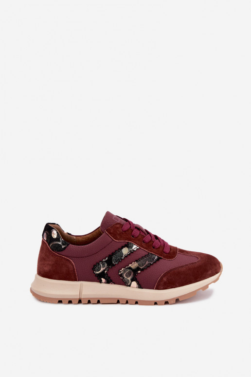 Baskets en faux daim pour femmes D&A GR62-6015 en bordeaux
