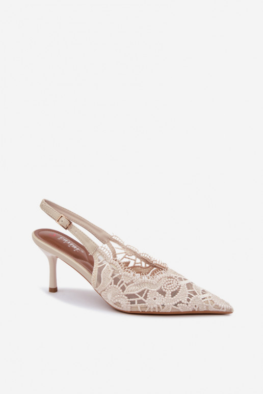 Sandales à lacets avec talons fins en ivoire Talmeria