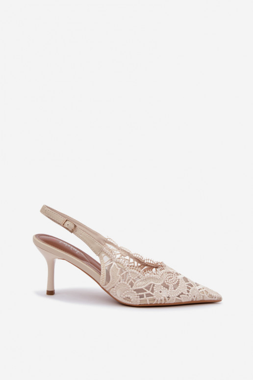 Sandales à lacets avec talons fins en ivoire Talmeria