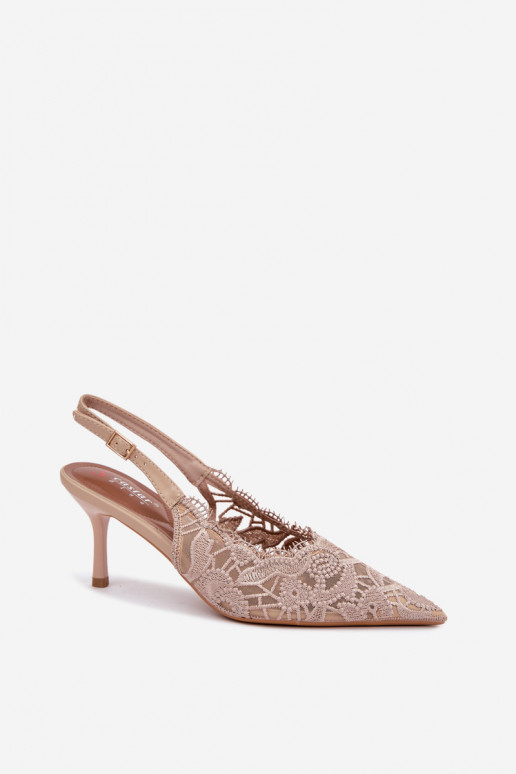 Sandales à lacets avec talons fins en sable Talmeria