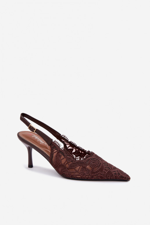 Sandales à lacets avec talons fins en chocolat Talmeria