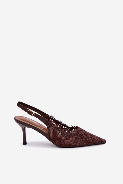 Sandales à lacets avec talons fins en chocolat Talmeria