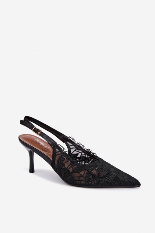Sandales à lacets avec talons fins en noir Talmeria