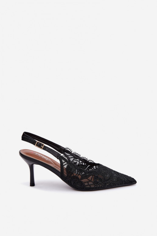 Sandales à lacets avec talons fins en noir Talmeria