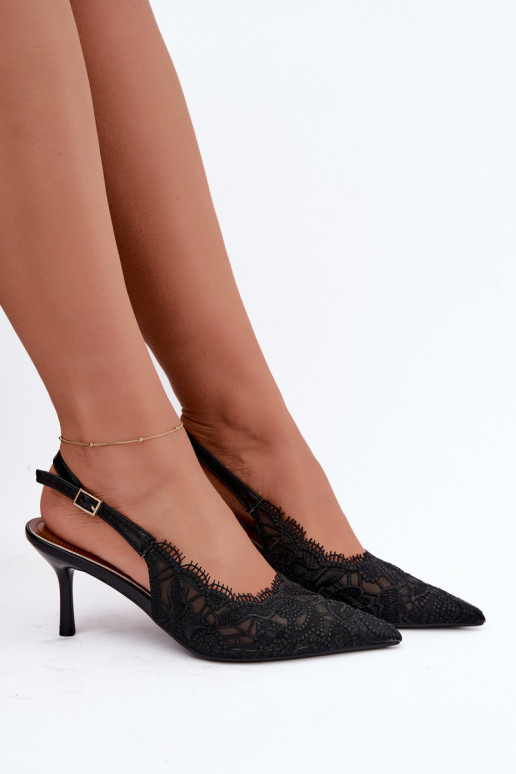 Sandales à lacets avec talons fins en noir Talmeria