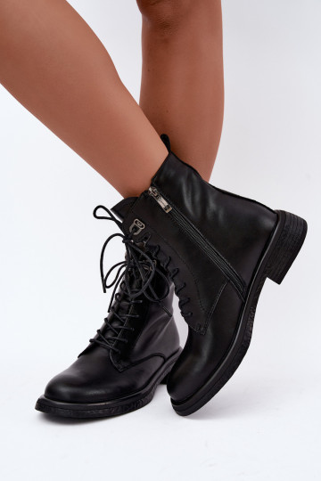Bottines en cuir isolées Tai turiciejka K7751-01 en noir 2