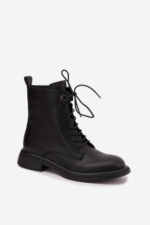 Bottines en cuir isolées Tai turiciejka K7751-01 en noir