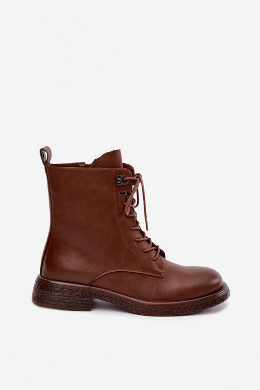 Bottines en cuir isolées Tai turiciejka K7751-29 en marron