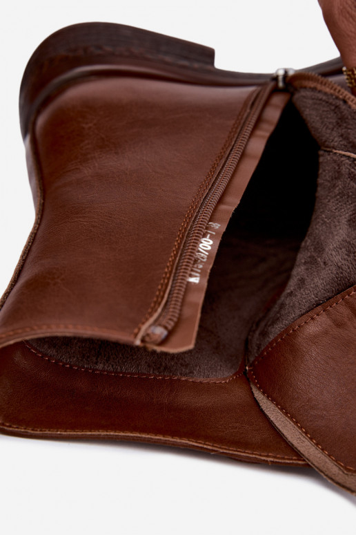 Bottines en cuir isolées Tai turiciejka K7751-29 en marron