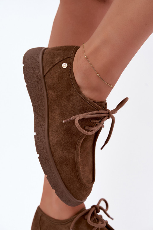 Chaussures en faux daim pour femmes Tai turiciejka K7189-04 en sable