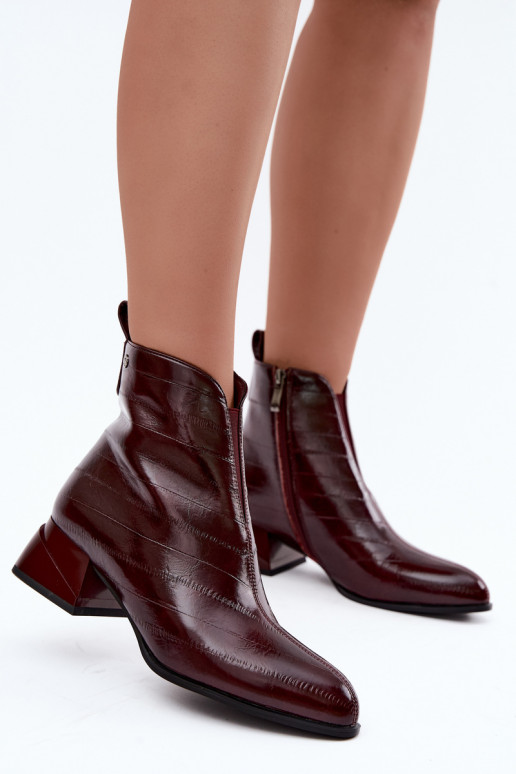 Bottines en cuir isolées Klocke Tai turiciejka K7675-23 en bordeaux