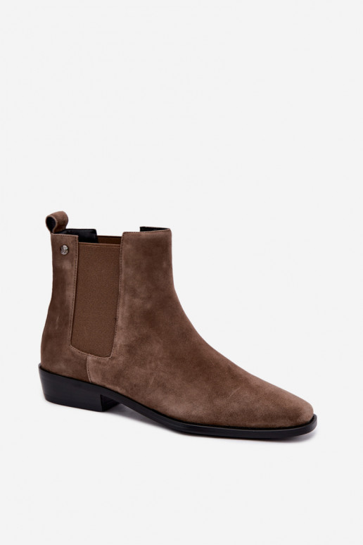 Bottines isolées et élégantes en faux daim Tai turiciejka K7758-04 en sable