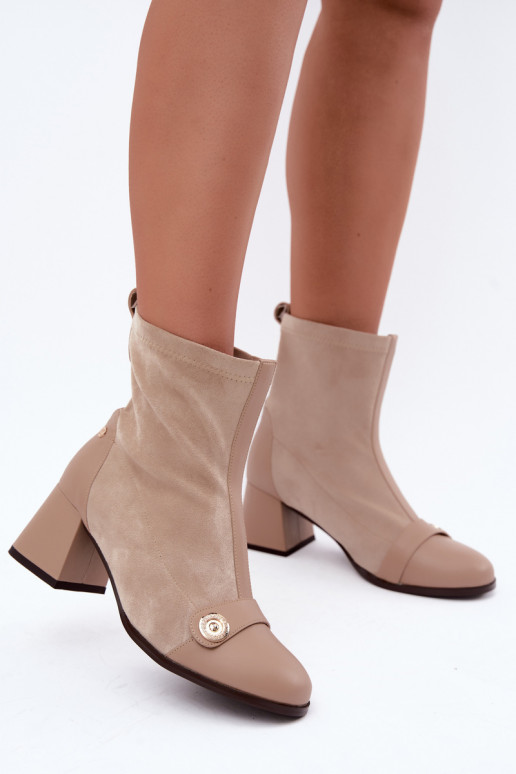 Bottines en cuir pour femmes Klocke Tai turiciejka K7819-04 en sable